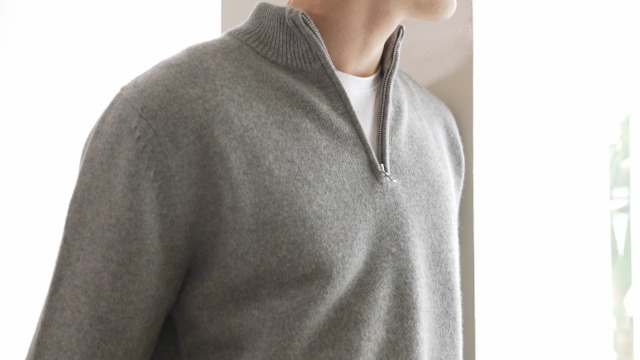 GreenMount Men's Quarter-Zip Sweater Cashmere Soft Long Sleeve